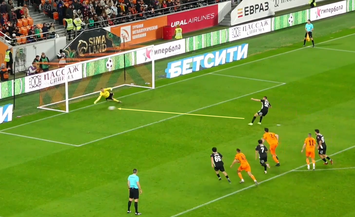 Пенальти в ворота Урала. Источник: сайт matchtv.ru