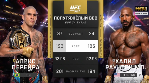 UFC 307 / Алекс Перейра vs Халила Раунтри – за титул в полутяжелом весе