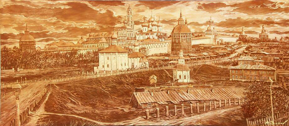 Троице-Сергиева Лавра, 2022г. Холст, масло, 70х163. Алексей Зотов. Серия Старинная Россия.