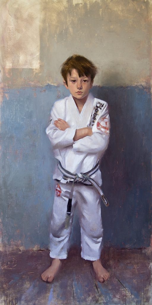 Boy in a White Kimono. Oil on Linen. 140x70cm