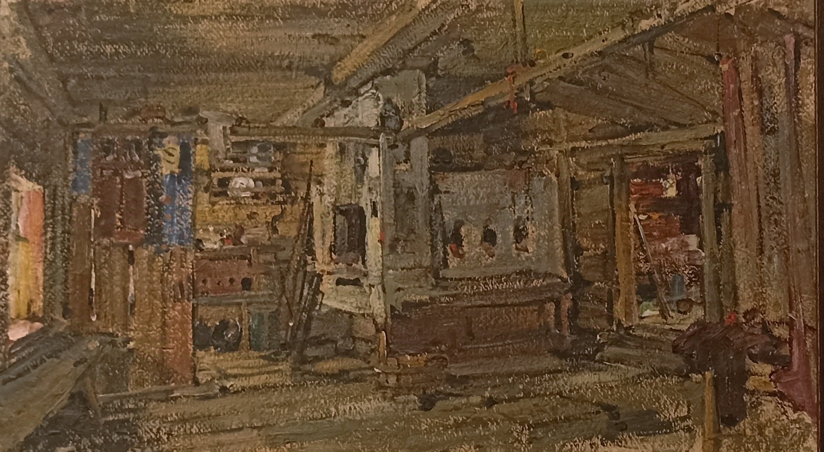 Внутренний вид избы. Эскиз. Н.Фешин