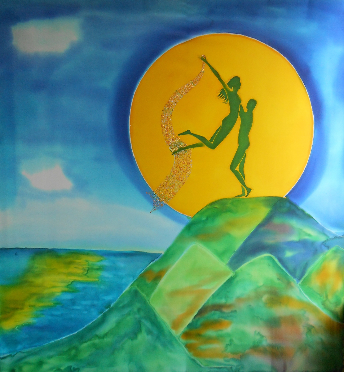 Мы вместе. Батик. Работа автора