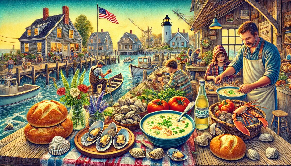 Традиции, связанные с клэм-чаудером (сгенерировано DALL-E)
