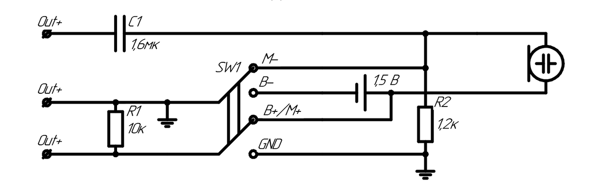 Рисунок 1 - Принципиальная электрическая схема микрофона