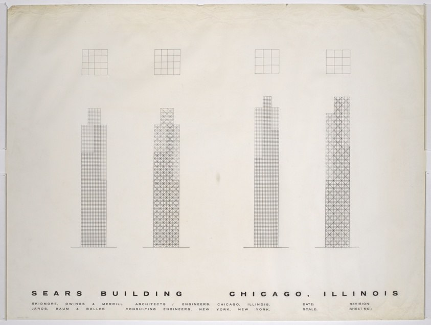 Название: Sears (Willis) Tower, Chicago, Illinois, Elevation
Имя художника: Skidmore, Owings & Merrill (American, founded 1936) Bruce Graham (American, born Colombia, 1925–2010) Fazlur Khan (American, born Bangladesh, 1929–1982)
Тип работы: Architectural Drawing
