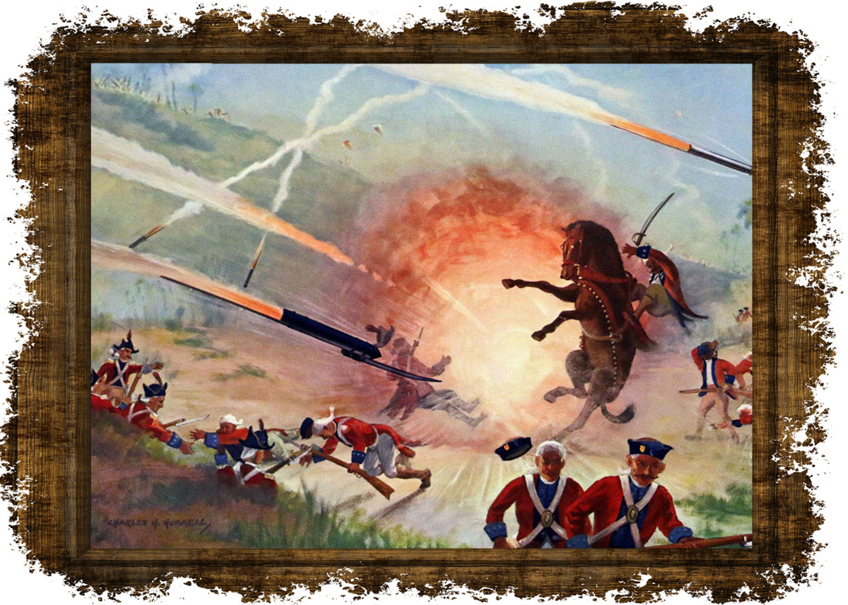 На картине изображено применение ракет против англичан в конце XVIII века. Фото в свободном доступе. 