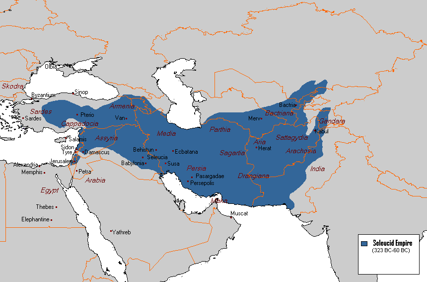 Империя Селевка Никатора в момент наибольшего расширения, https://en.m.wikipedia.org/wiki/File:Seleucid_Empire_323_-_60_(BC).GIF