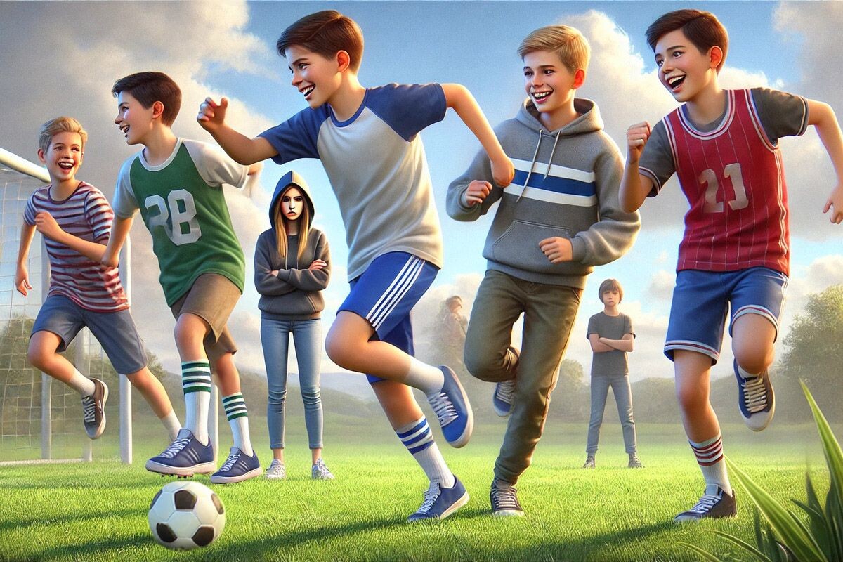 «Девочек в игру не берем» — также пример дискриминации, знакомый многим с детства. Источник: нейросеть📷
