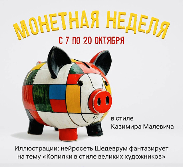 Копилка в стиле Мондриана и Малевича, созданная ИИ