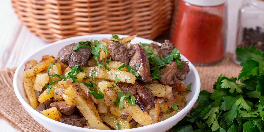 Жареная картошка с печенью