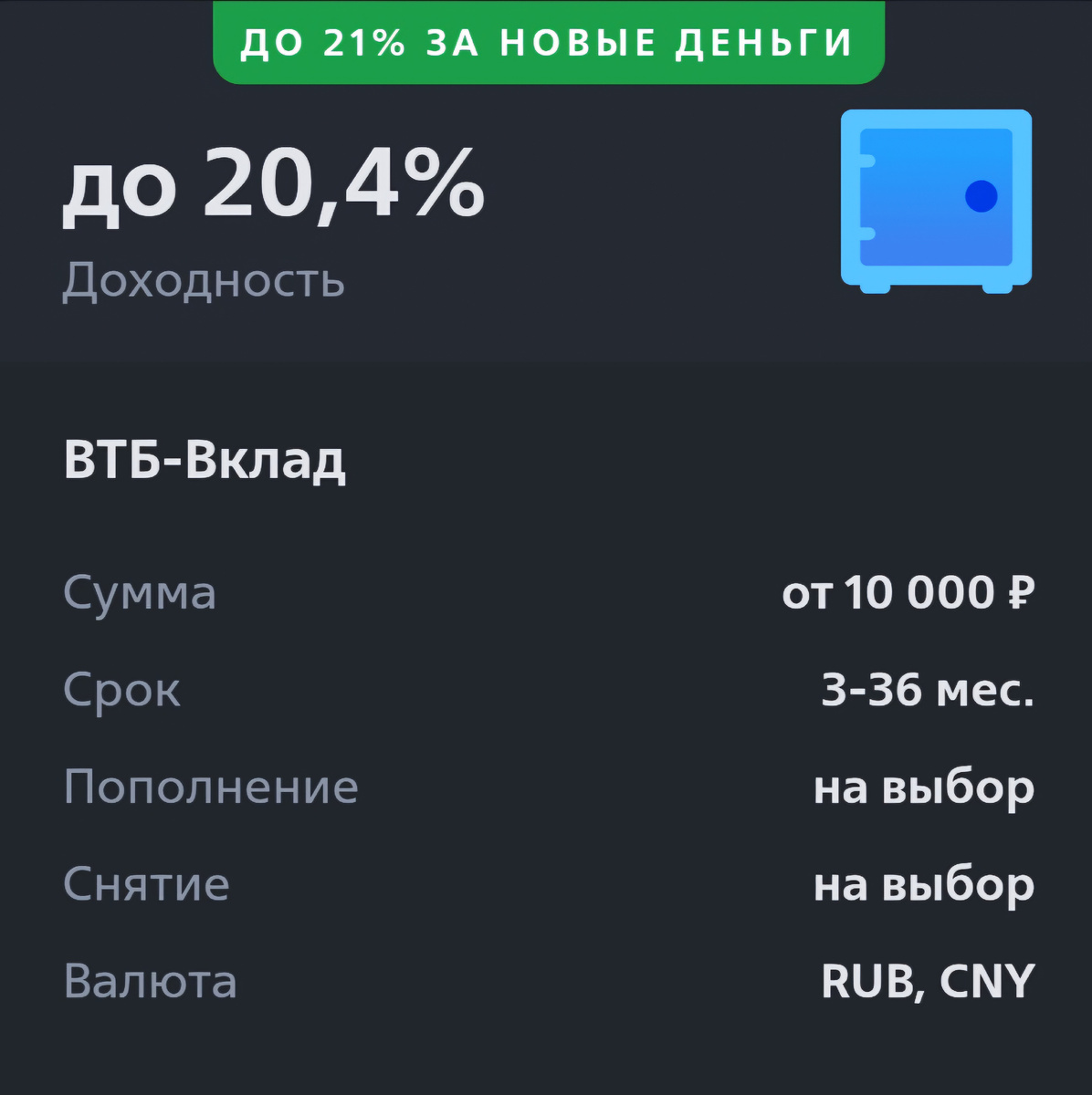 Втб вклад