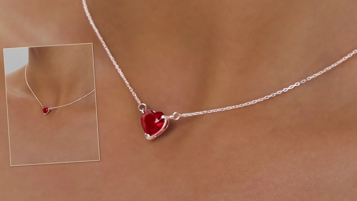 Подвеска на шею серебро 925 сердце кварц родий 