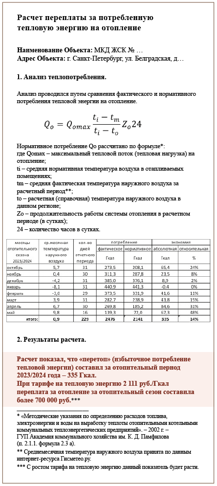 Образец расчета