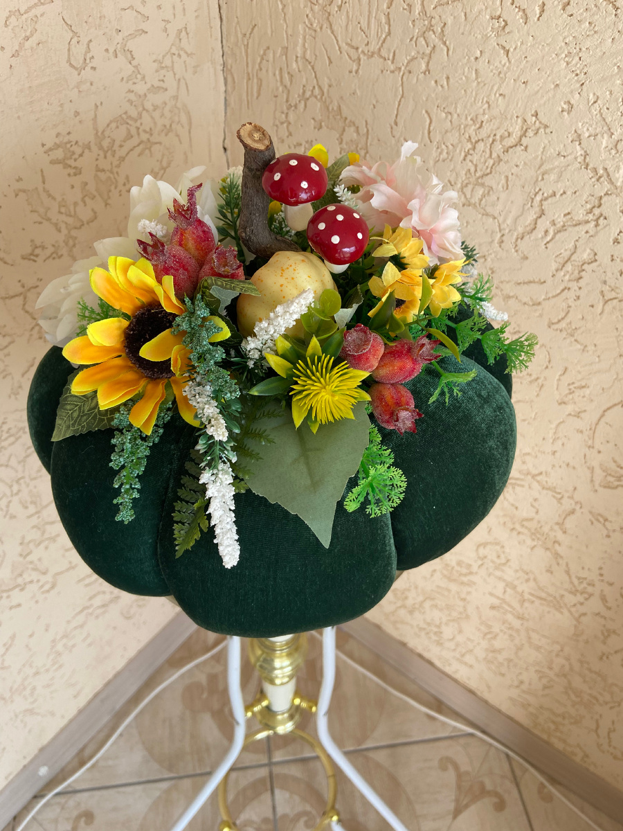 Личное фото, тыква из бархата с декором