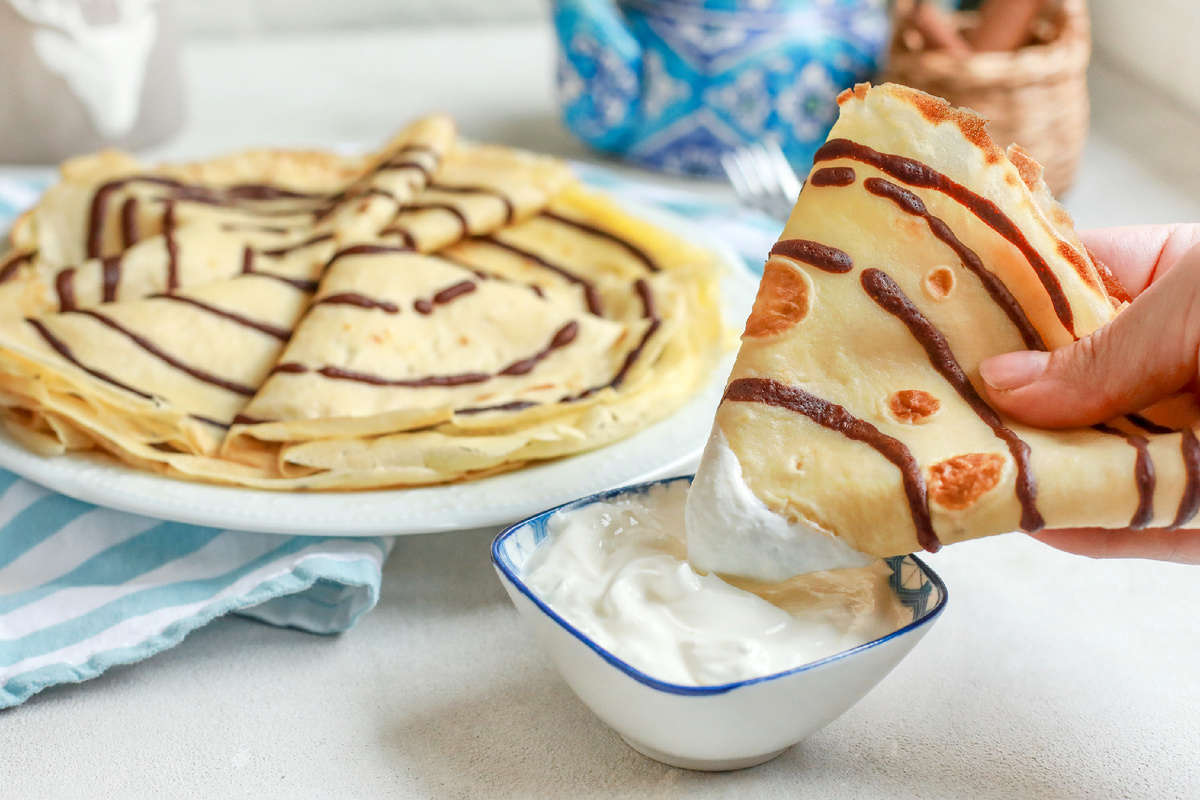  Блинчики зебра со сметаной