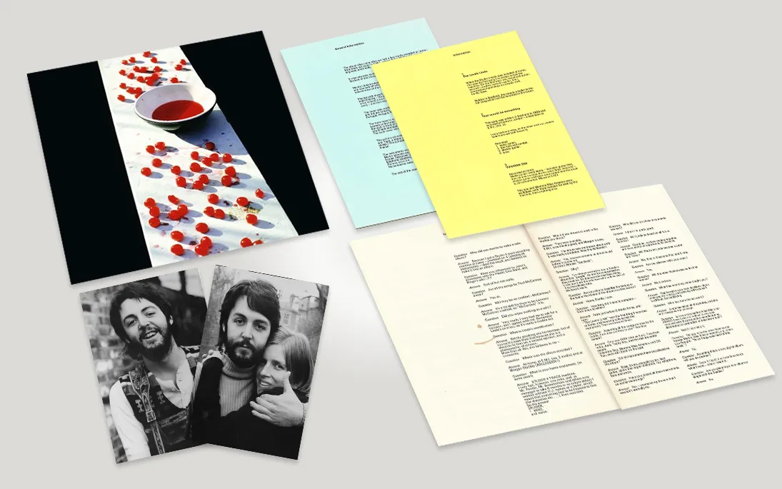 Макет содержимого пресс-пакета альбома ”Маккартни".