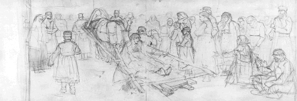 Василий Суриков. "Боярыня Морозова. Эскиз"  1884 г.