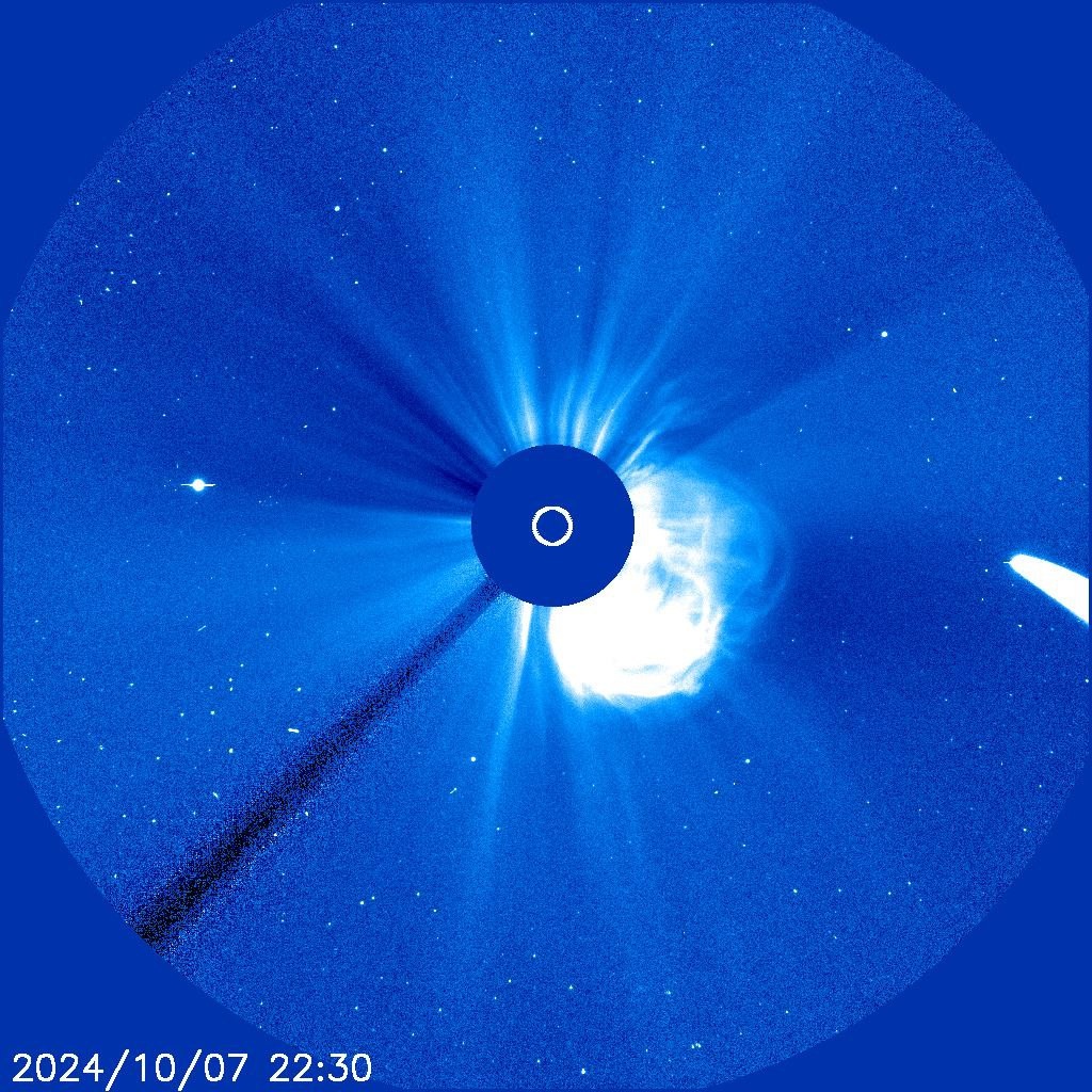Комета C/2023 A3 в 1:30 мск. 8 октября 2024 г, фото SOHO NASA