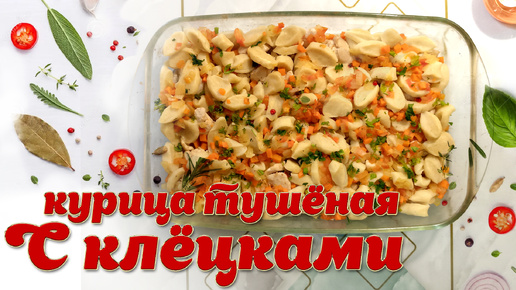 Тушёная курица с клёцками.