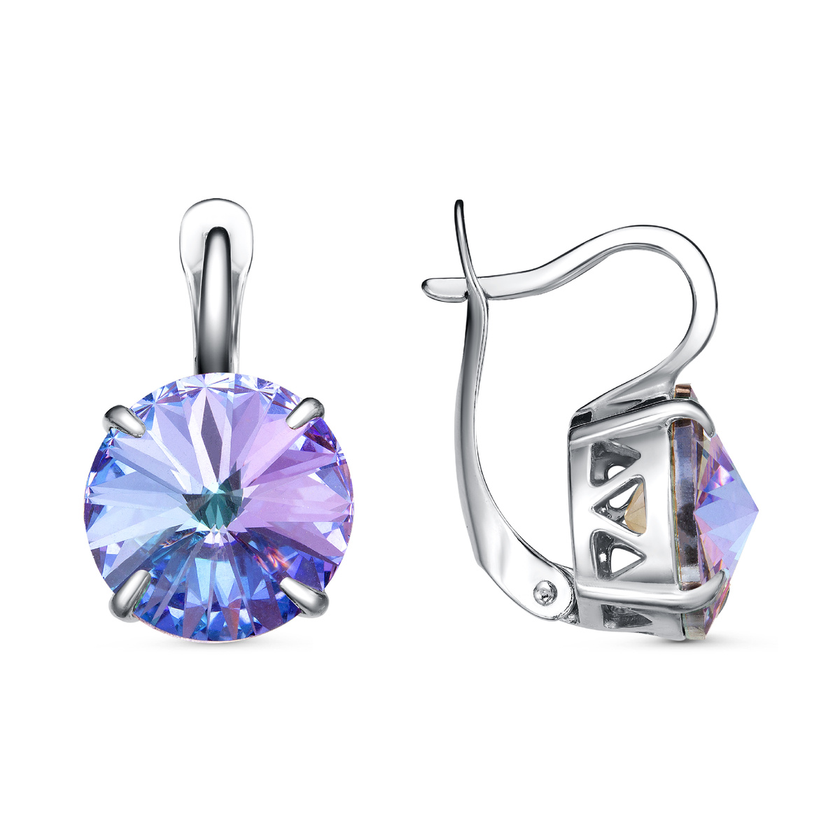 Кристаллы Европейские в серьгах бижутерных покрытых платиной от Ювелирного завода " Красная Пресня"