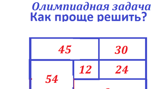 Олимпиадная задача. Найдите площадь прямоугольника по данным 15, 30, 24, 45