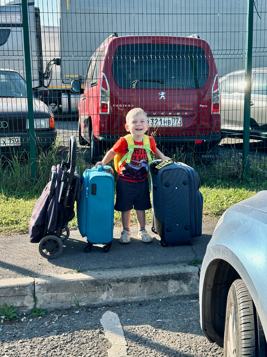 Фото для понимания, какие у нас чемоданы. Плюс ещё два небольших рюкзака.