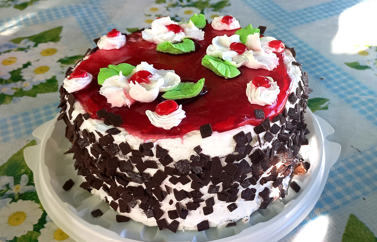 Пробую торт «Пьяная вишня» в Шахтерске. 2024 октябрь