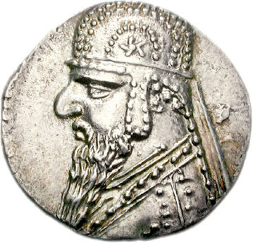 (Монета с изображение царя Митридата II (Взято из открытых источников)