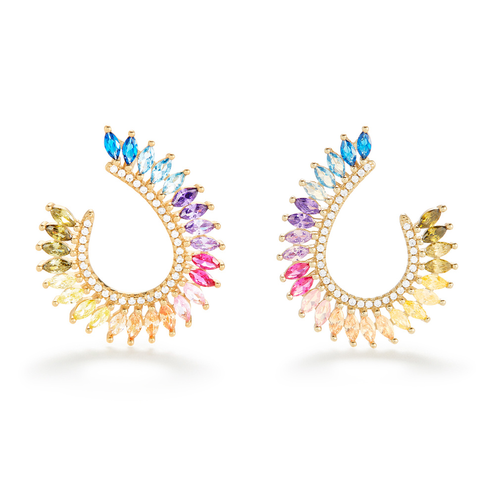 Серьги-кольца Rainbow Diamond and Sapphire от Amina Sorel . 