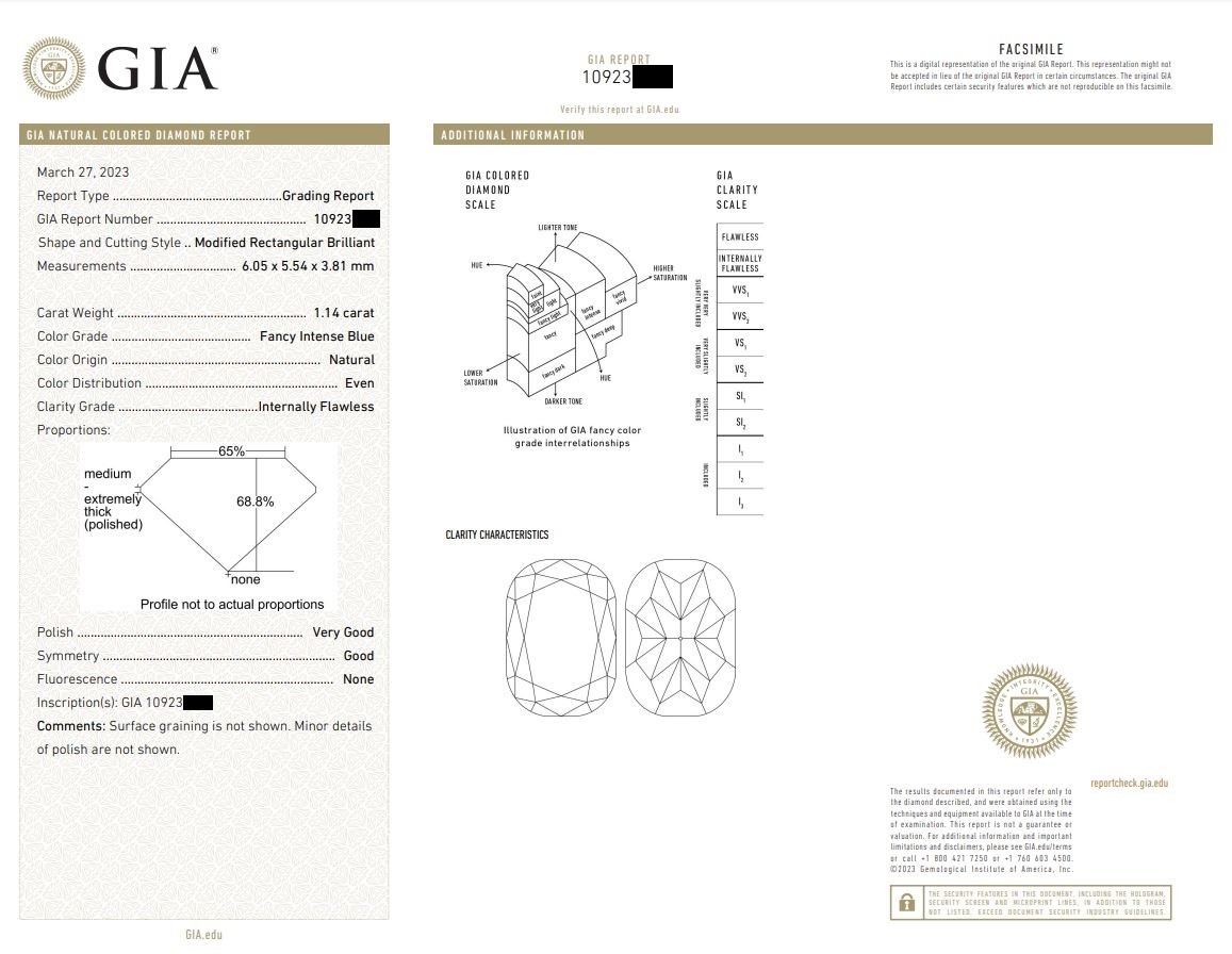 Рис. 2.  Репорт лаборатории GIA на этот камень с номером на рундисте.