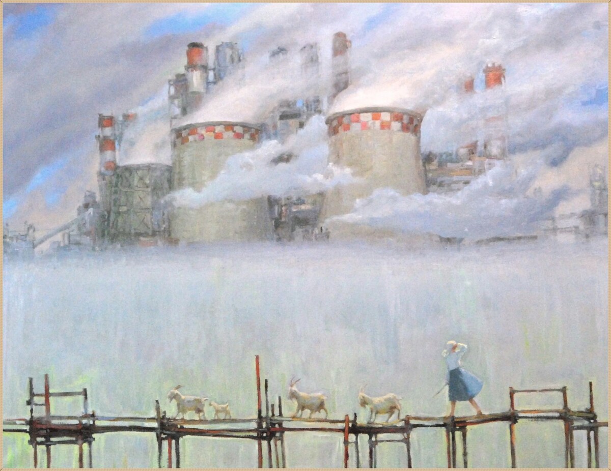 © Роман Иванищев. Пастораль. 9-я работа из сер. «Камни графитом». 70×90 см. 2021.