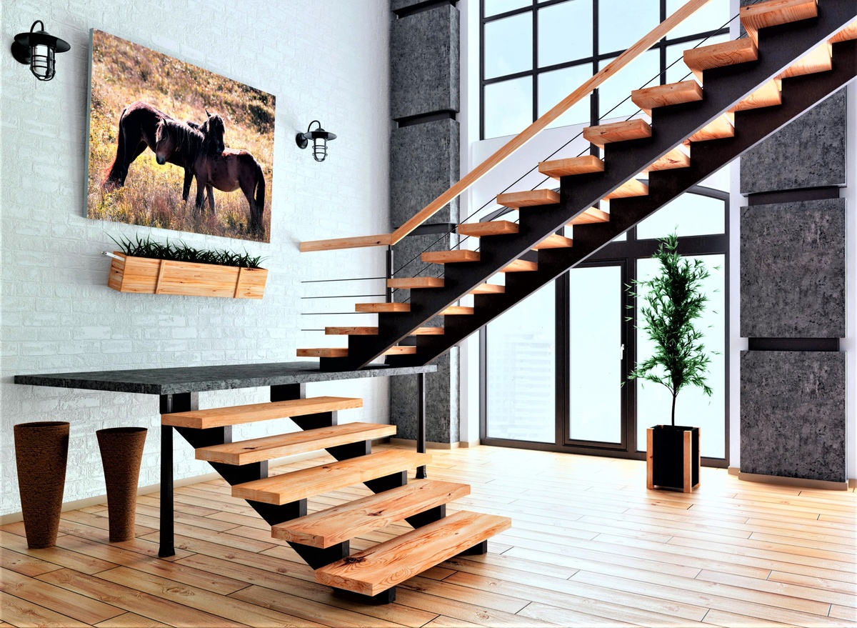 Маршевая лестница на косоуре