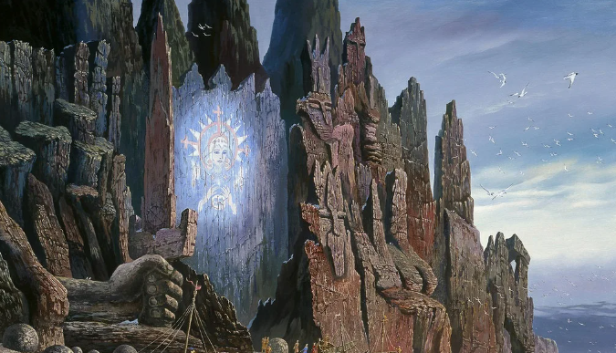 Современный художник изобразил явление Богини Мары, людям тех давних времён.