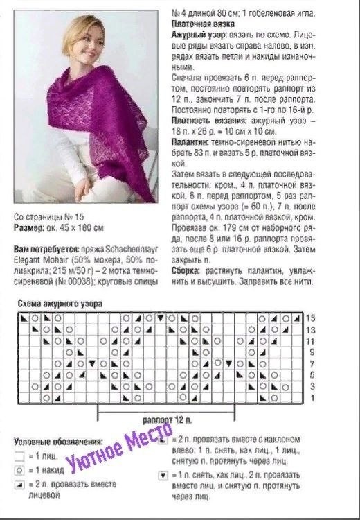 Схема вязания палантина
