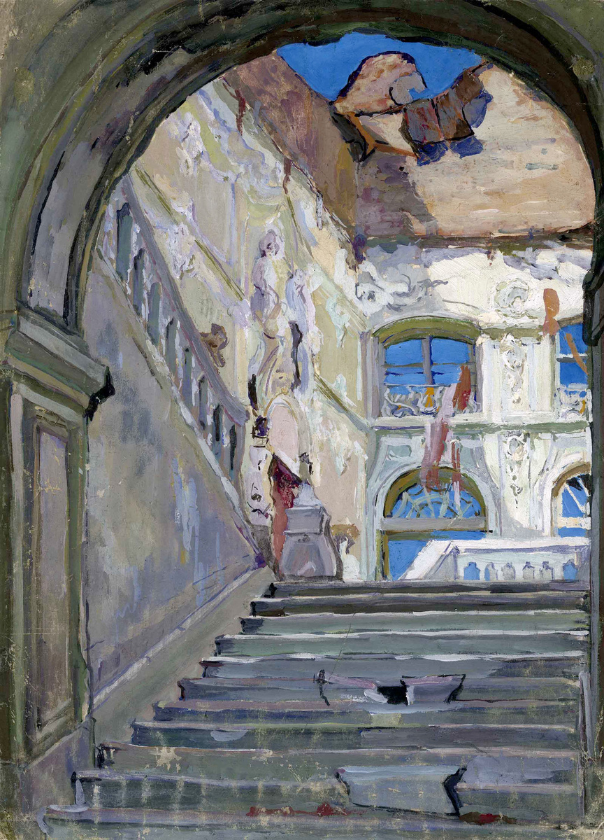 Н. Л. Веселова Парадная лестница Екатерининского дворца. 1945. Из коллекции ГМЗ «Царское Село»