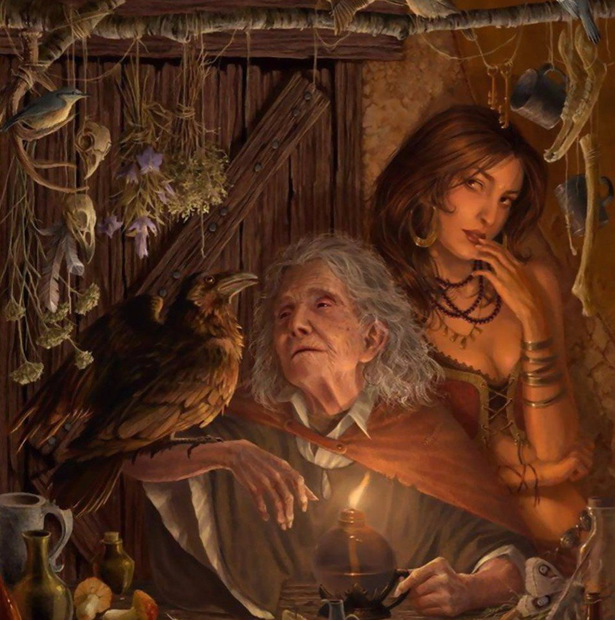 "Старуха в лесу" Художник Рэкхем