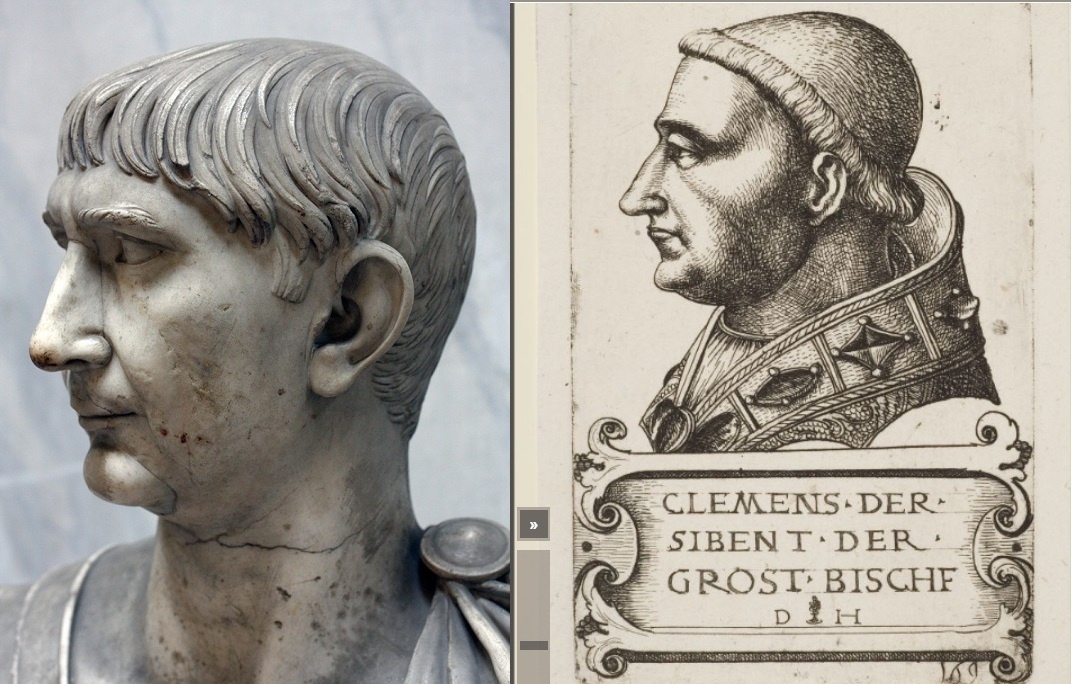 Император Траян (годы жизни якобы 53-117) и папа Климент VII Медичи (1523-1534 года понтификата) 
