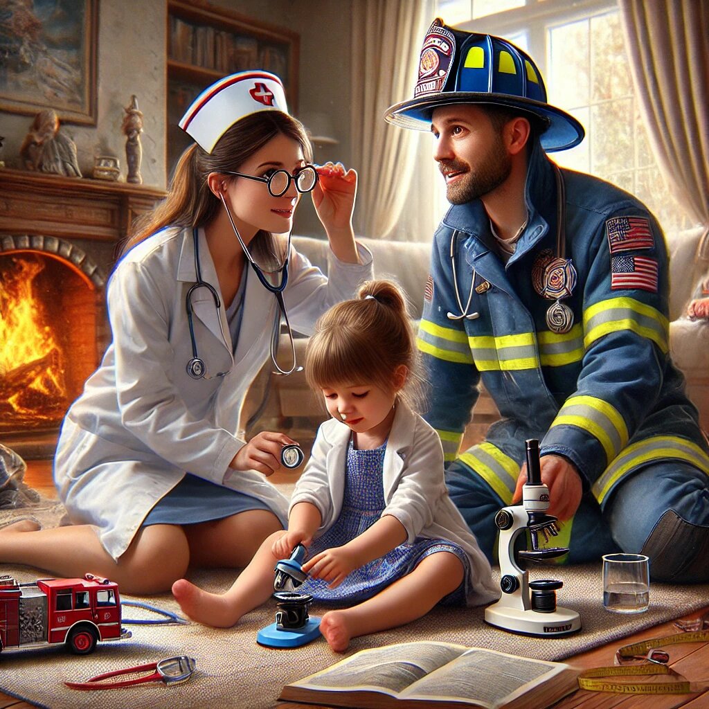 Когда ребенок застал за ролевыми играми, объясните ему что такое профессии