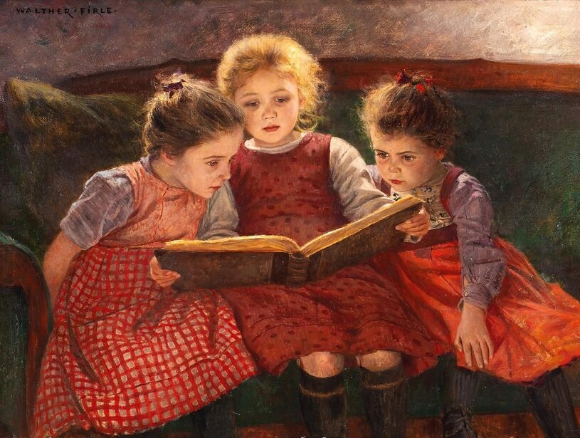 Уолтер Фир. Walter Firle (1859-1929), Три читающих девочки