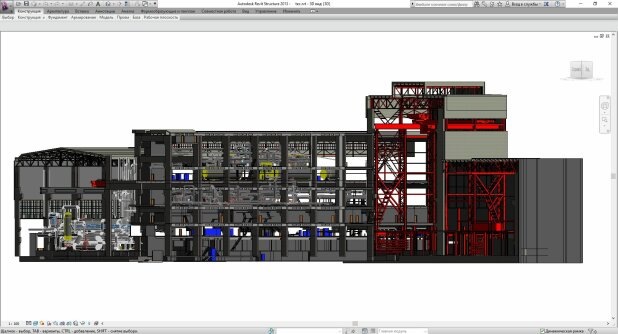 BIM модель производственного корпуса завода в системе AutodeskRevit