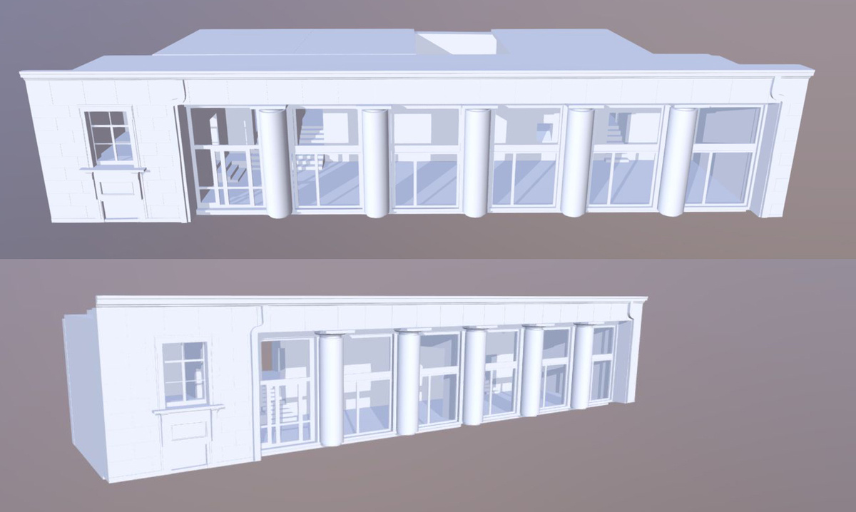 
Непосредственный результат лазерного сканирования квартиры — черно-белое облако точек.


3D твердотельная модель помещения квартиры