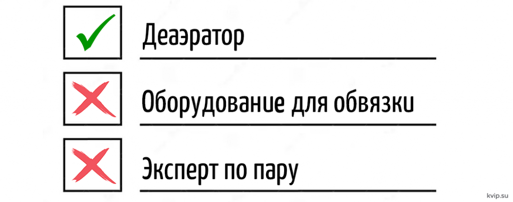 Чек-лист обвязка деаэратора