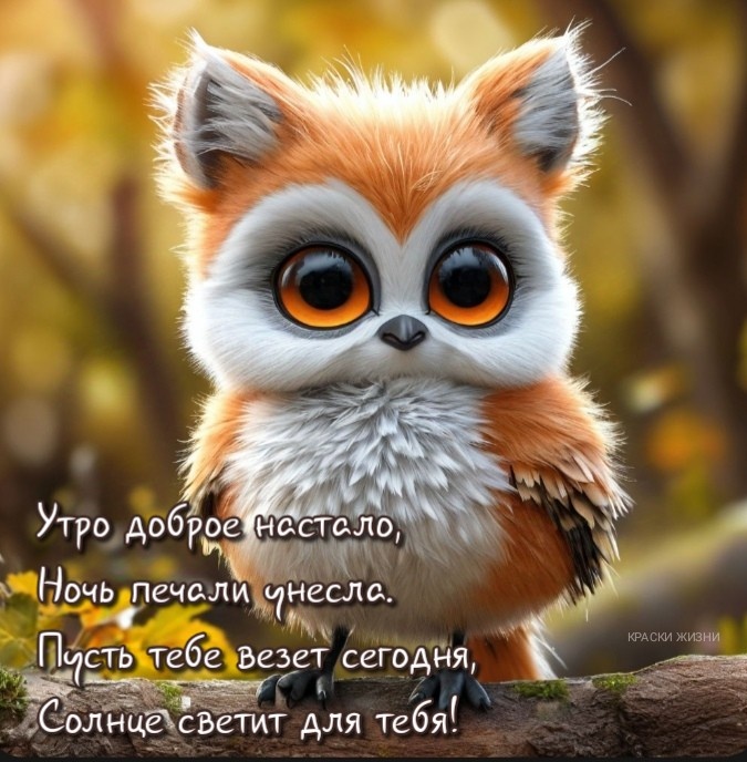 Утро доброе настало,                                           Ночь печали унесла.                                                       Пусть тебе везёт сегодня,                                               Солнце светит для тебя!