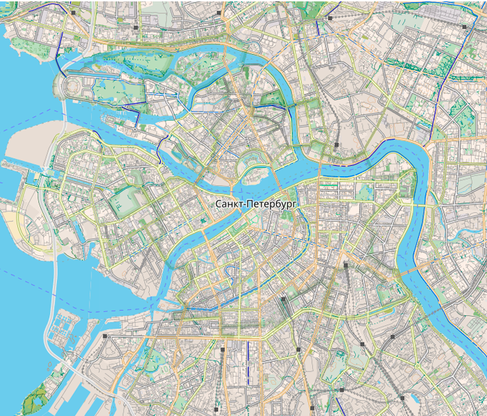Санкт-Петербург OpenStreetMap CC BY-SA 2.0 https://www.openstreetmap.org/copyright