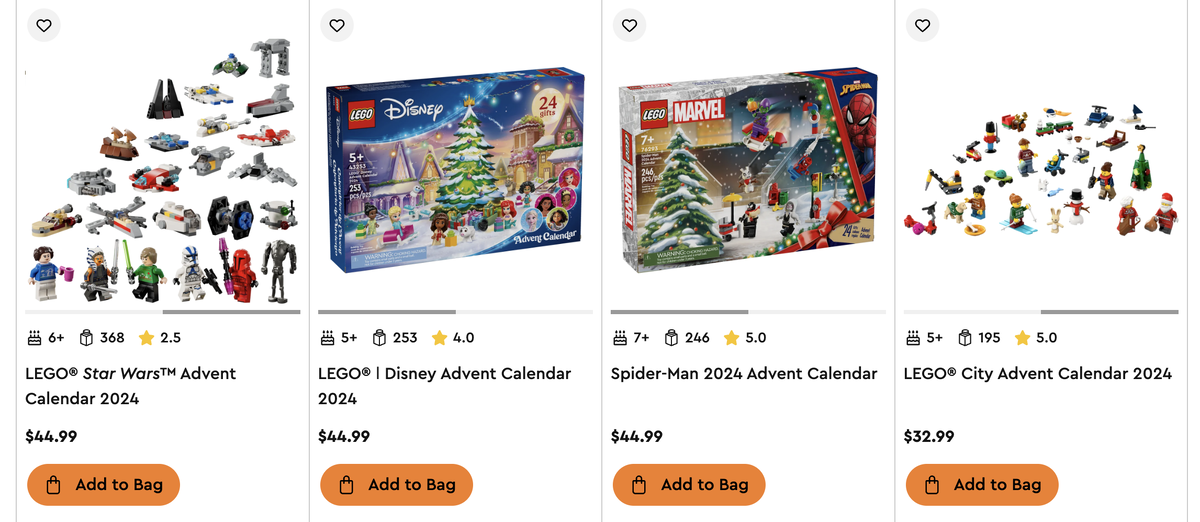 скриншот из официального магазина LEGO