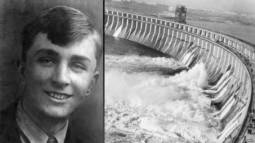     Сергей Борзенко в довоенное время, молодой корреспондент газеты «Краматорская правда» / Днепрогэс после запуска / РИА Новости / Из личного архива / Макс Альперт