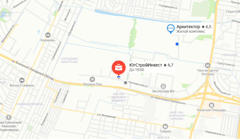 Главный офис застройщика ГК «ЮгСтройИнвест» в г. Краснодар