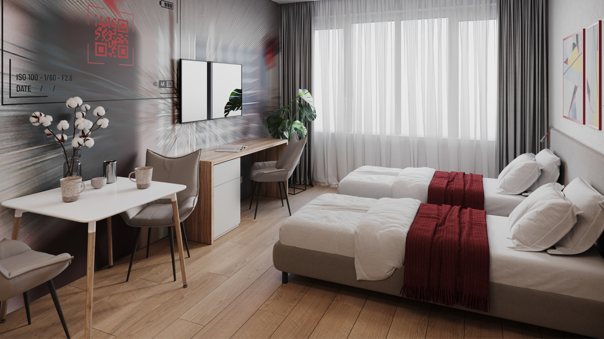 Студия «Стандарт» с меблировкой от отельного оператора PLG — компактный вариант, всегда востребованный у арендаторов.