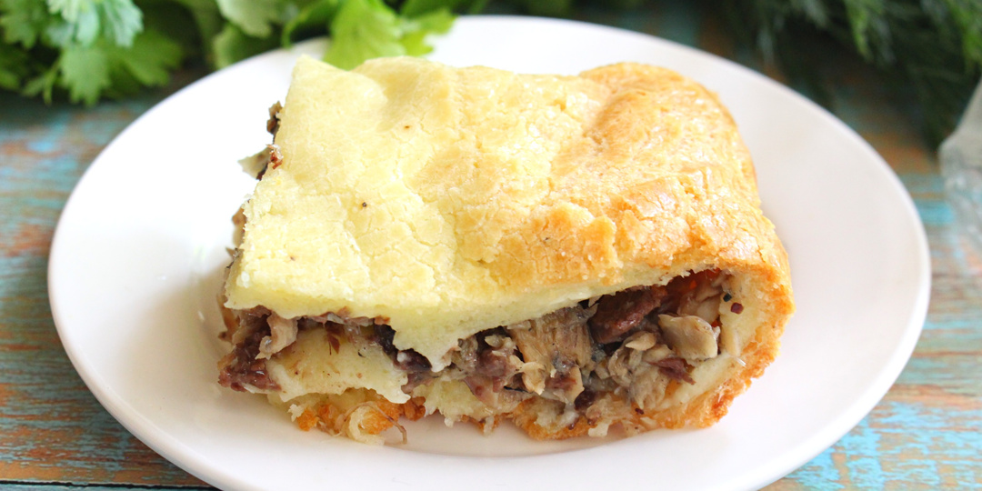 Заливной пирог на майонезе с рыбными консервами