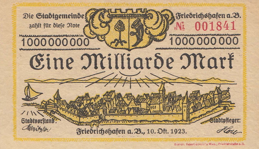 Фридрихсхафен. 1 миллиард марок 1923 (аверс)